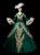 Green Satin Appliques V-neck Rococo Baroque Dress