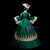 Green Satin Appliques V-neck Rococo Baroque Dress