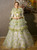 Green Tulle Print Short Sleeve Ruffles Vintage Dress