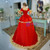 Red Satin Lace Short Sleeve Rococo Masquerade Dress