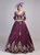 Long Sleeve Appliques V-neck Purple Vintage Rococo Dress