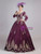 Long Sleeve Appliques V-neck Purple Vintage Rococo Dress