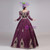 Long Sleeve Appliques V-neck Purple Vintage Rococo Dress