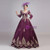 Long Sleeve Appliques V-neck Purple Vintage Rococo Dress