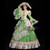 Green Satin Print Long Sleeve Antonietta Dress