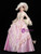 Pink Satin Long Sleeve Appliques Victorian Dress