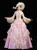 Pink Satin Long Sleeve Appliques Victorian Dress