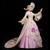 Pink Satin Long Sleeve Appliques Victorian Dress