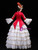 White Red Satin Long Sleeve Appliques Rococo Dress