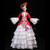 White Red Satin Long Sleeve Appliques Rococo Dress