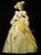 Yellow Satin Bird Appliques Long Sleeve Victorian Dress