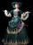 Green Satin 3D Appliques Long Sleeve Rococo Dress