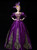 Purple Satin Puff Sleeve Appliques Vintage Rococo Dress