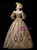 Gold Embroidery Appliques Puff Sleeve Victorian Dress