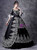 Black Satin Appliques Short Sleeve Victorian Dress