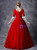 Red Short Sleeve Square Rococo Baroque Dress