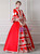 Red Satin Appliques Long Sleeve Rococo Dress