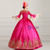 Fuchsia Satin Gold Appliques Rococo Baroque Dress