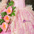 Pink Tulle Lace Long Sleeve Pearls Rococo Baroque Dress