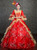 Ball Gown Red Satin Sequins Victorian Dress
