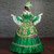 Green Satin Appliques Square Long Sleeve Victorian Dress