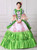 Green Satin Sequins Long Sleeve Rococo Baroque Dress