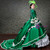 Green Satin Lace Sequins Long Sleeve Victorian Dress