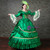 Green Satin Long Sleeve Pleats Baroque Dress