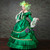 Green Satin Long Sleeve Pleats Baroque Dress