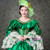 Green Satin Long Sleeve Pleats Baroque Dress
