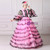 Pink Organza Tiers Lace High Neck Baroque Dress