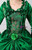 Green Satin Lace Long Sleeve Victorian Dress