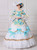 Blue Print White Tulle Appliques Baroque Dress