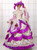 Purple Satin Print Long Sleeve Baroque Victorian Dress