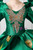 Green Satin V-neck Long Sleeve Appliques Victorian Dress