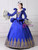 Royal Blue Satin Gold Appliques Long Sleeve Rococo Dress