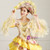 Yellow Satin Print Long Sleeve Pleats Antonietta Dress