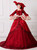 Dark Red Satin Lace Long Sleeve Bow Rococo Baroque Dress