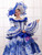 Blue White Tulle Lace Sequins Long Sleeve Rococo Dress