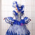 Blue White Tulle Lace Sequins Long Sleeve Rococo Dress