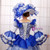 Blue White Tulle Lace Sequins Long Sleeve Rococo Dress