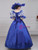 Satin Lace Sequins Appliques Short Sleeve Victorian Dress