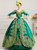 Green Satin Gold Appliques V-neck Puff Sleeve Victorian Dress Green Satin Gold Appliques V-neck Puff Sleeve Victorian Dress