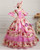 Pink Tulle Print Short Sleeve Baroque Victorian Dress