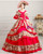 Red Satin Print Short Sleeve Rococo Baroque Dress