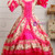 Fuchsia Satin Print Short Sleeve Rococo Vintage Dress