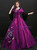 Dark Purple Satin Embroidery Appliques Short Sleeve Baroque Dress