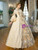 Champagne Satin Sequins Lace Long Sleeve Victorian Dress