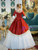 Red Satin White Lace Short Sleeve Rococo Baroque Dress