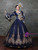 Navy Blue V-neck Sequins Long Sleeve Rococo Baroque Dress